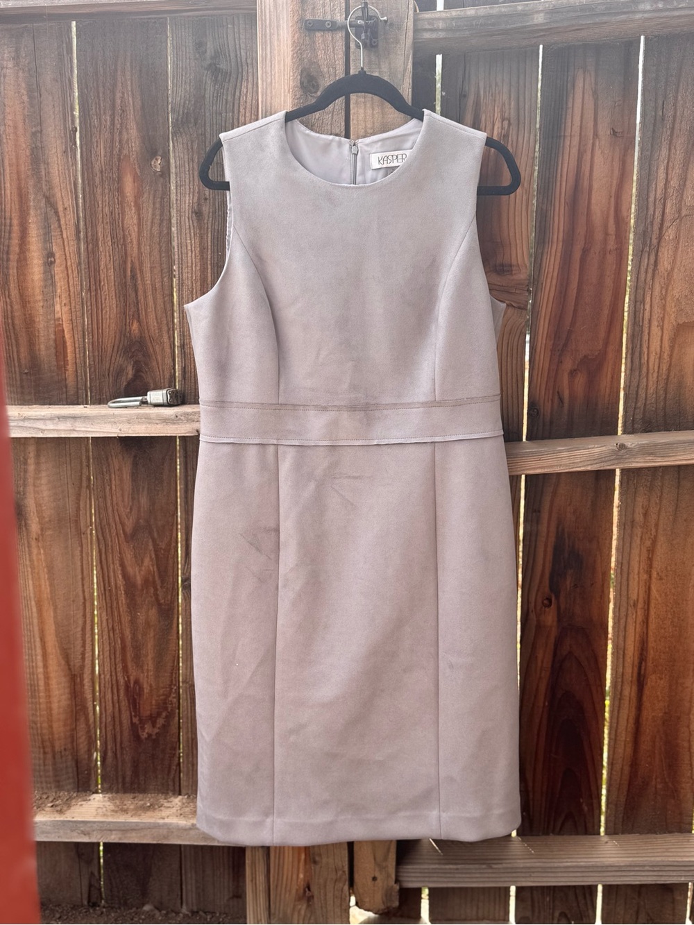 Kasper Sleeveless Sheath Dress in Taupe Gray